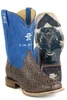 SALE Tin Haul® Men's Brown Gridlock Stitch/Blue Top Boots