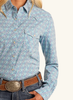 SALE Panhandle Slim® Ladies' L/S Turquoise/Purple Diamond Print Snap Shirt