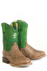 SALE Tin Haul® Little Kids' Tan Diamond Stitch/Green Suede Square Toe Boots