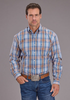 SALE Stetson® Men's L/S Blue/Tan Plaid Button Shirt