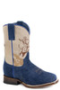 SALE Roper® Little Kids' Blue Suede/Cream Bull Rider Square Toe Boots