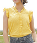 SALE Cruel Denim® Ladies' Ruffled S/S Yellow Eyelet Blouse