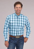 Roper® Men's L/S Blue/Turquoise Plaid Button Shirt
