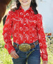 SALE Cruel Denim® Girls' L/S Red Western Print Snap Shirt