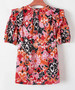 Pretty Bash® Ladies' S/S Puff Sleeve Red/Black Print Blouse