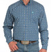 Cinch® Men's L/S Royal Blue Medallion Print Button Shirt