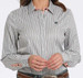 Cinch® Ladies' L/S White/Teal Stripe Button Shirt