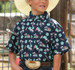 Cinch® Boys' S/S Navy Palm Tree Print Button Arenaflex Shirt