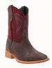 SALE R. Watson® Kids' Charcoal Roughout/Red Top Square Toe Boots