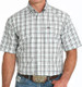 Cinch® Men's S/S Mint/Black Plaid ArenaFlex Button Shirt