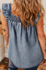 SALE 1 the Woman® Ladies' Sleeveless Ruffled Denim Top