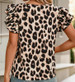 1 the Woman® Ladies' Ruffle Sleeve Leopard Print Blouse