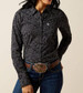Ariat® Ladies' L/S Black/White Boot Stitch Print Stretch Button Shirt