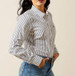 SALE Ariat® Ladies' L/S Black/White Triangle Stripe Kirby Stretch Button Shirt