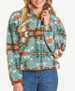 Rock & Roll Denim® Ladies' Turquoise 1/4 Zip Aztec Print Sherpa Pullover