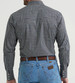 Wrangler® Men's L/S Deep Grey Plaid Wrinkle Resist Snap Shirt