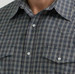 Wrangler® Men's L/S Deep Grey Plaid Wrinkle Resist Snap Shirt