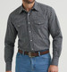 Wrangler® Men's L/S Deep Grey Plaid Wrinkle Resist Snap Shirt
