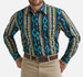SALE Wrangler® Men's L/S Teal/Tan Checotah Aztec Snap Shirt