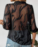 SALE Shoppingwill® Ladies' Black 3/4 Sheer Sleeve Stand Up Collar Top