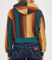 Wrangler® Ladies' Teal Serape Striped Cropped Logo Hoodie