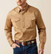 Ariat® Men's L/S Solid Khaki Twill Fitted Snap Shirt