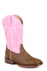 SALE Roper® Kids' Brown/Pink Faux Leather Square Toe Boots