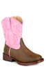 SALE Roper® Toddler Brown/Pink Faux Leather Zipper Boots