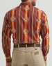 SALE Wrangler Checotah® Men's L/S Sunset Orange Aztec Snap Shirt