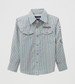 SALE Wrangler® Boys' L/S Grey/Peacock Blue Logo SnapShirt