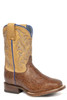 SALE Roper® Kids' Brown/Tan Embossed Ostrich Square Toe Boots