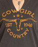 Rock & Roll Denim® Ladies' S/S Washed Black Star-Studded Cut-Neck Cowgirl Country T-Shirt Rock & Roll Denim® Ladies' S/S Washed Black Star-Studded Cut-Neck Cowgirl Country T-Shirt