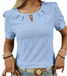 Shoppingwill® Ladies' S/S Eyelet Round Neck Top - Choose Color