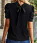 SALE Supreme Fashion® Ladies' Puff Sleeve Pleated Mock Neck Shirt