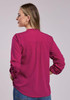 Roper® Ladies' L/S Raspberry Crepe Embroidered Front Button Blouse
