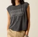 SALE Ariat® Ladies' Charcoal Mineral Wash Dallas Boot Stitch Print Cropped T-Shirt