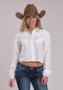 Roper® Ladies' L/S Light Cream Cropped Western Button Blouse