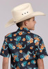 Roper® Boys' S/S Black Hawaiian Print Snap Shirt