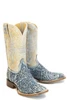 Tin Haul® Ladies' Blue/Ivory Tooled Charmcut Floral Tooled Square Toe Boots