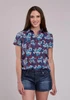 Roper® Ladies' S/S Blue/Red Tropical Aztec Print Snap Shirt