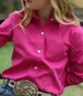 Cruel Denim® Girls' L/S Solid Hot Pink Button Shirt