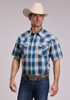 Roper® Men's S/S Red/White/Blue Plaid Snap Shirt