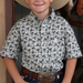 Cinch® Boys' S/S Grey Bronc Print Button Shirt