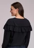 Roper® Ladies' L/S Black Crepe V-Neck Ruffle Blouse