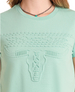 Panhandle Slim® Ladies' S/S Light Turquoise Embossed Skull Tee