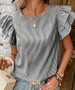 Dear-Lover® Ladies' Ruffle Sleeve Black/White Striped Blouse
