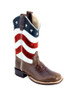 Old West® Children's Brown Square Toe with USA Flag Top Boots