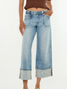 Kan Can USA® Ladies' Mid Rise Wide Leg Cropped Cuffed Jeans