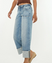 Kan Can USA® Ladies' Mid Rise Wide Leg Cropped Cuffed Jeans