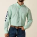 Ariat® Men's L/S Dusty Aqua/Navy Team Logo Lightweight Twill Classic Fit Button Shirt